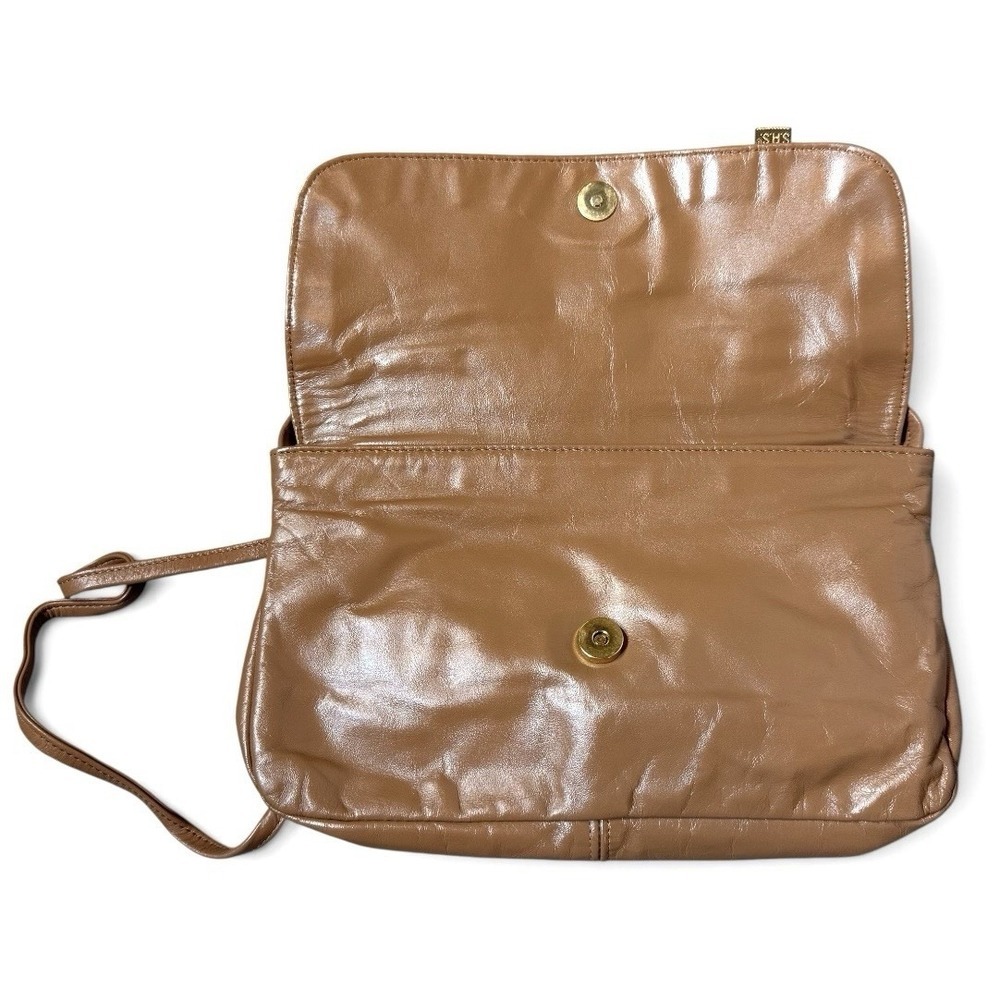 Vintage SAS Brown Leather Slouchy Flap Crossbody Shoulder Bag Purse USA Made Y2K - Picture 3 of 13